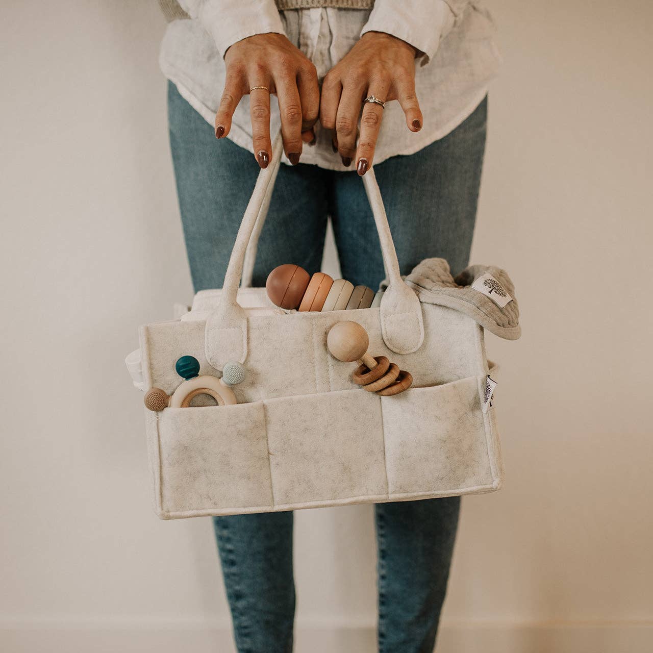 Diaper Caddy in White Parker Baby Co.