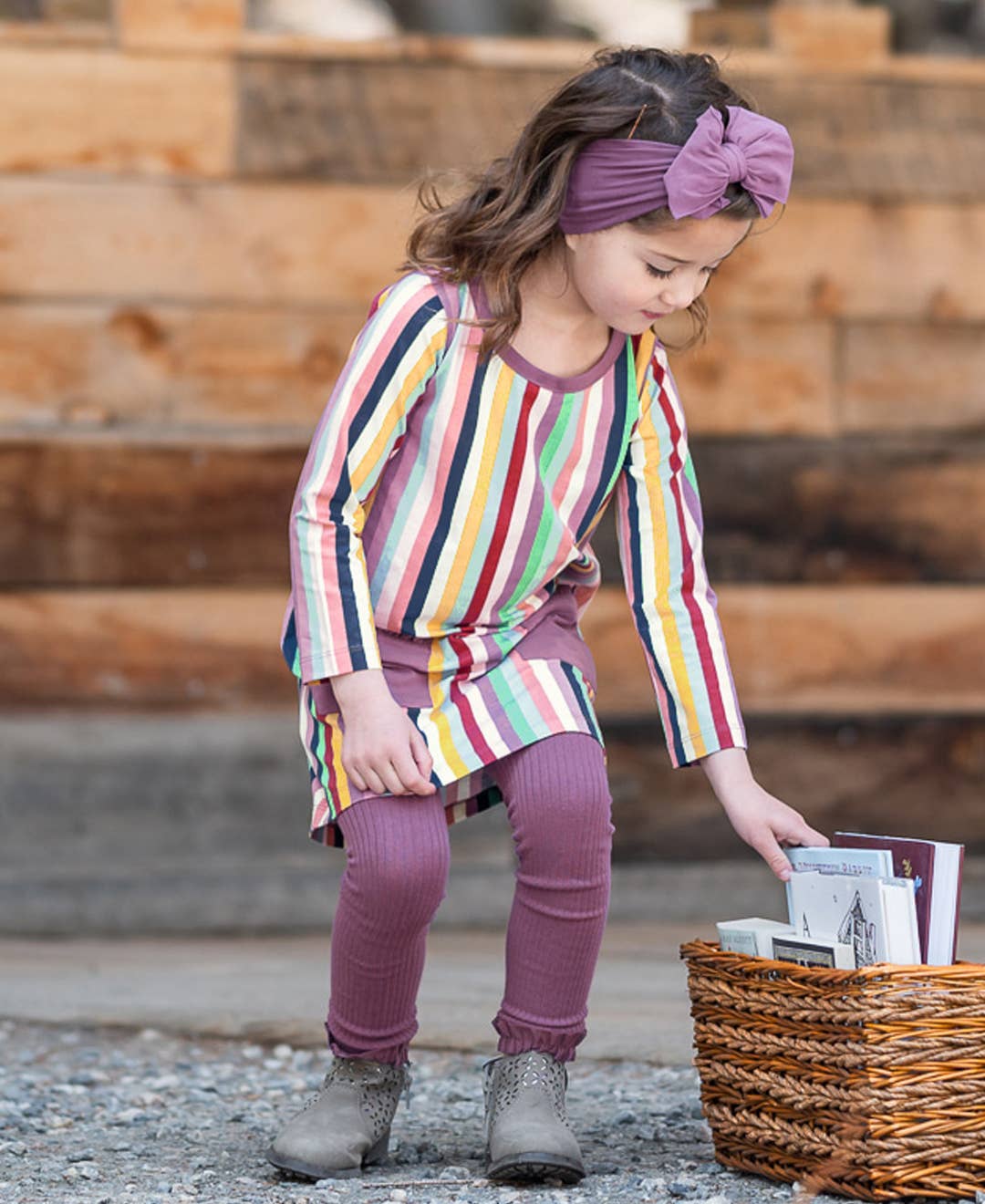 Girls Vintage Violet Rib Knit Footless Ruffled Tights RuffleButts + RuggedButts