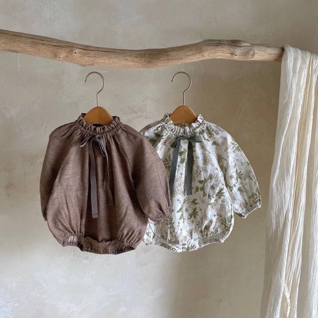 Girls Vintage Floral/Plain Bow-Tie Lantern MyKids-USA®