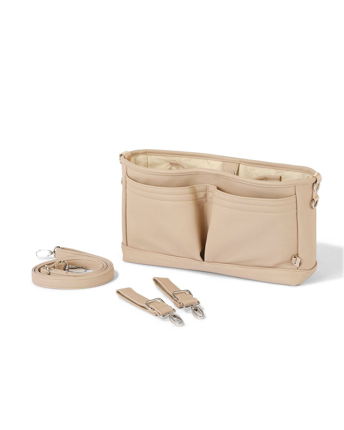 Dimple Vegan Leather Stroller Organiser/Pram Caddy - Oat OiOi