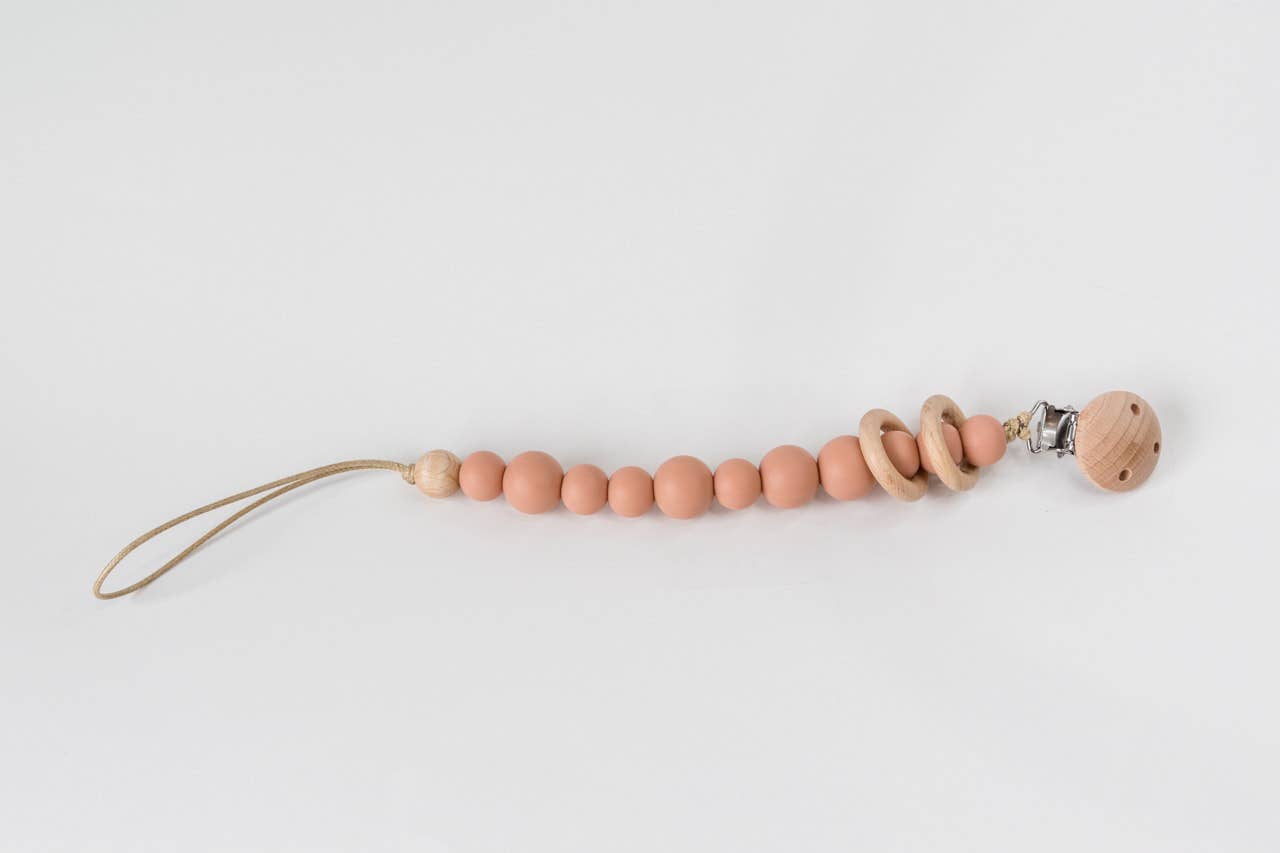 Silicone Bead & Wood Ring Pacifier Clip Babeehive Goods