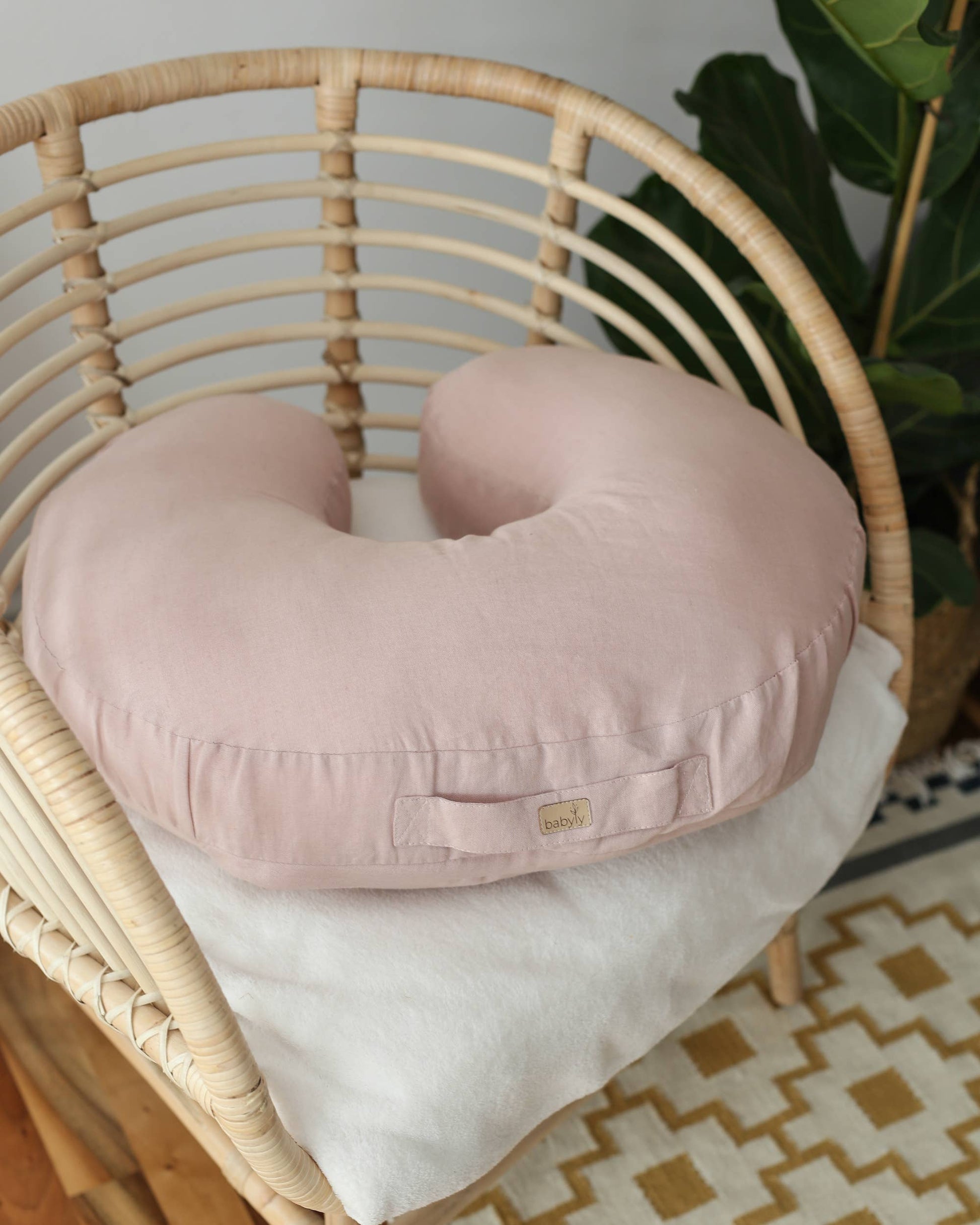 Babyly - Nursing Pillow/Breast Feeding Pillow - Linen - (Beige) BABYLY