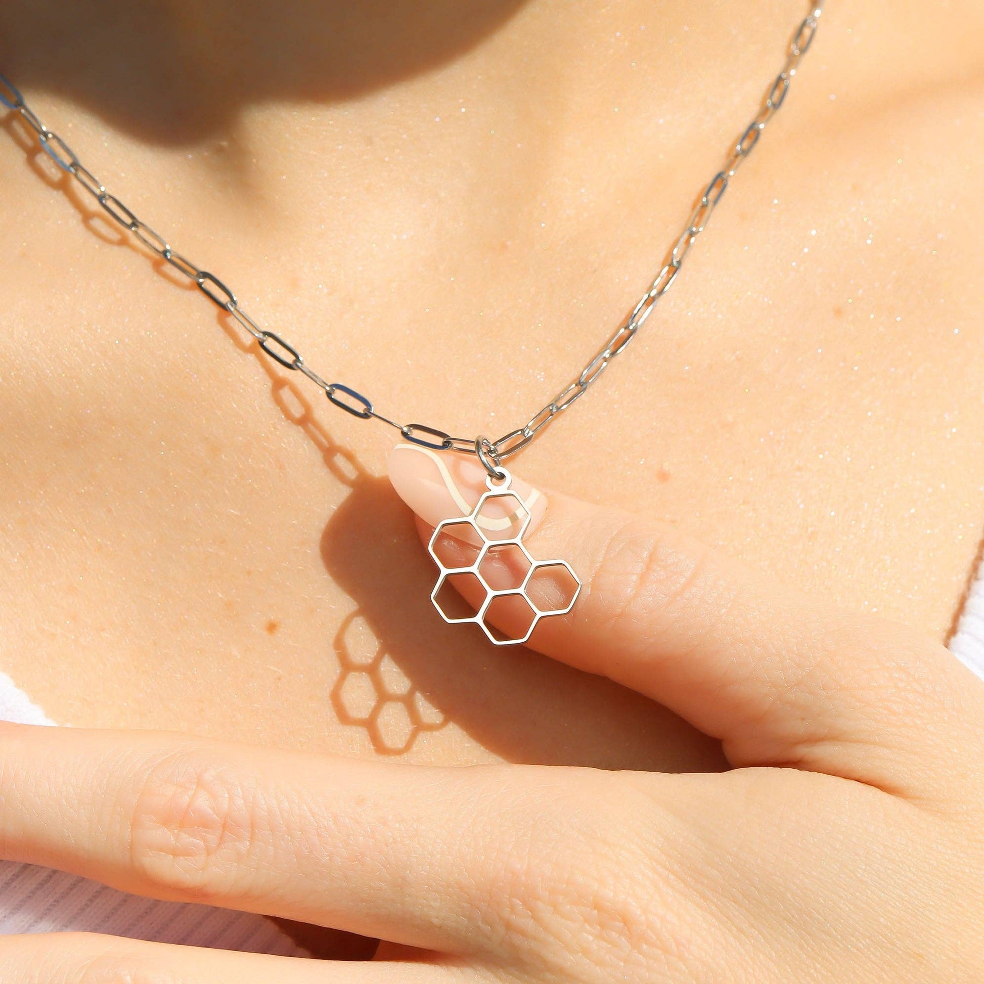 18K Gold PVD Stainless Steel Honeycomb Charm WJW