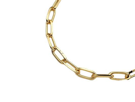 18" Gold Finish Paperclip Chain Necklace (Adjustable) BestBeads&Beyond