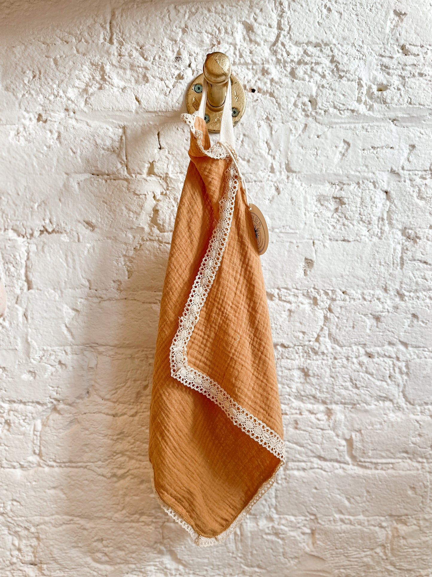 Teething Blankets Little Birds Co. Golden with lace without teething ring
