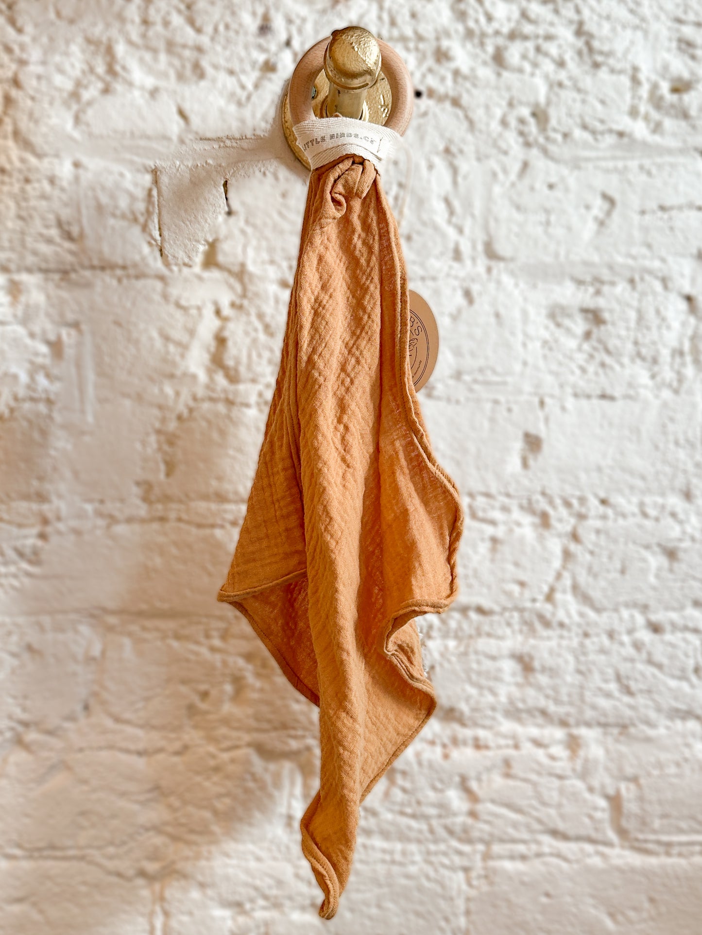 Teething Blankets Little Birds Co. Golden without lace with teething ring