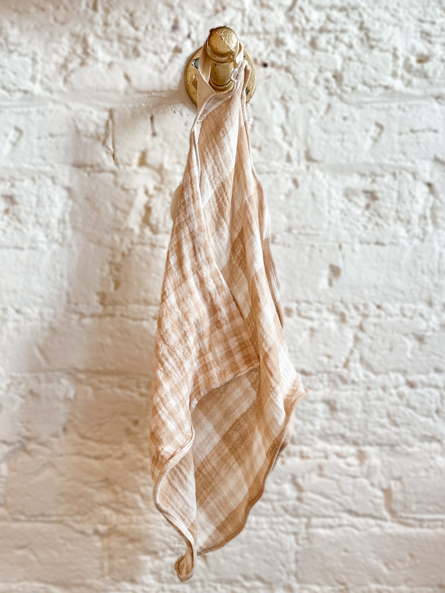 Teething Blankets Little Birds Co. Tan Gingham without lace without teething ring