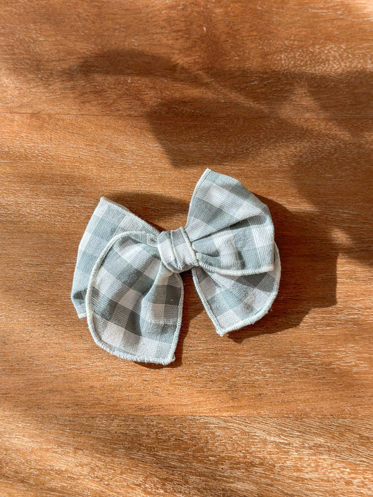 Fabel Bows | Multiple Colors! Little Birds Co. Slate Blue Gingham Clip