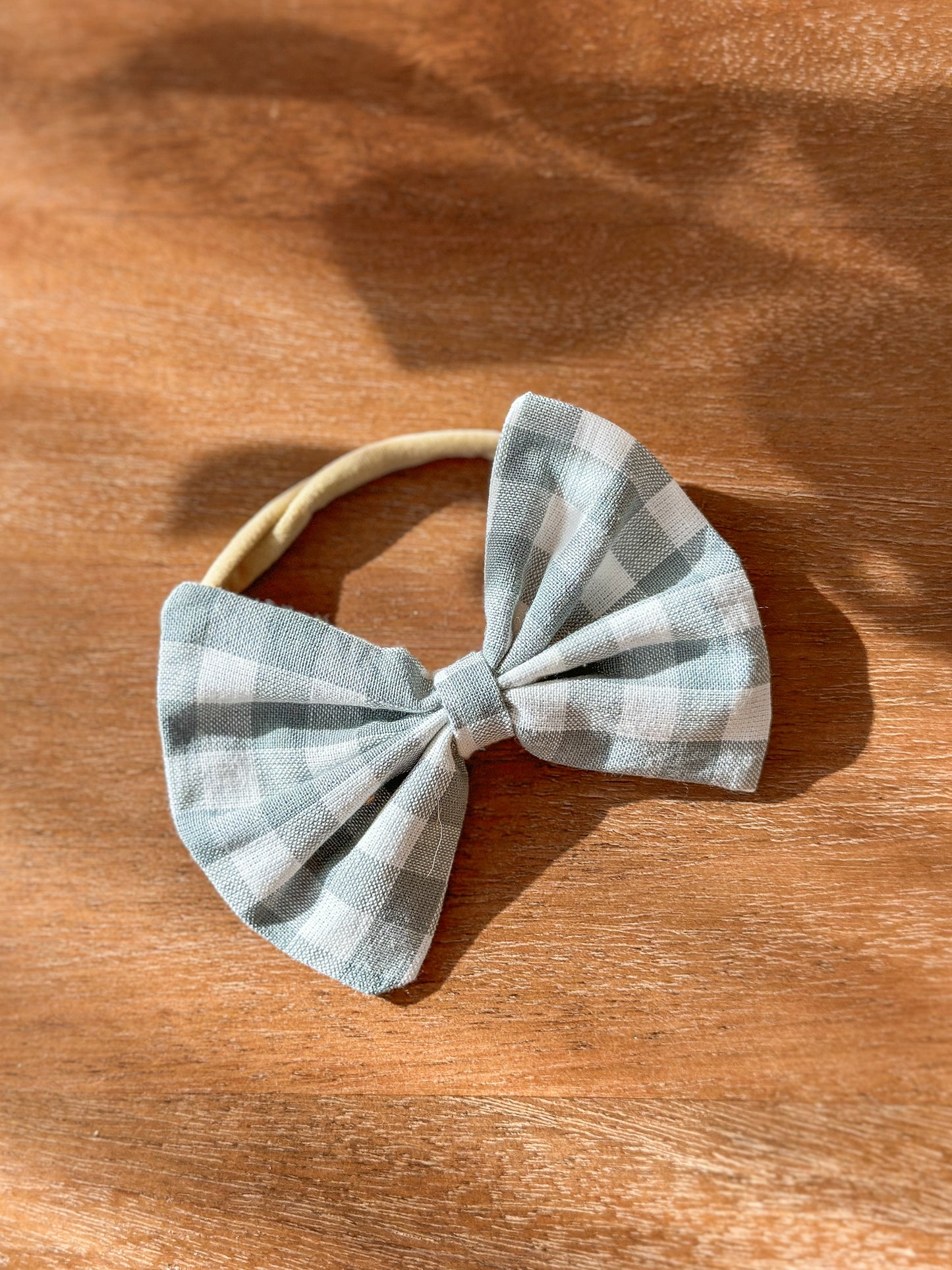 Tail-less Bow | Multiple Colors! Little Birds Co. Slate Blue Gingham Clip