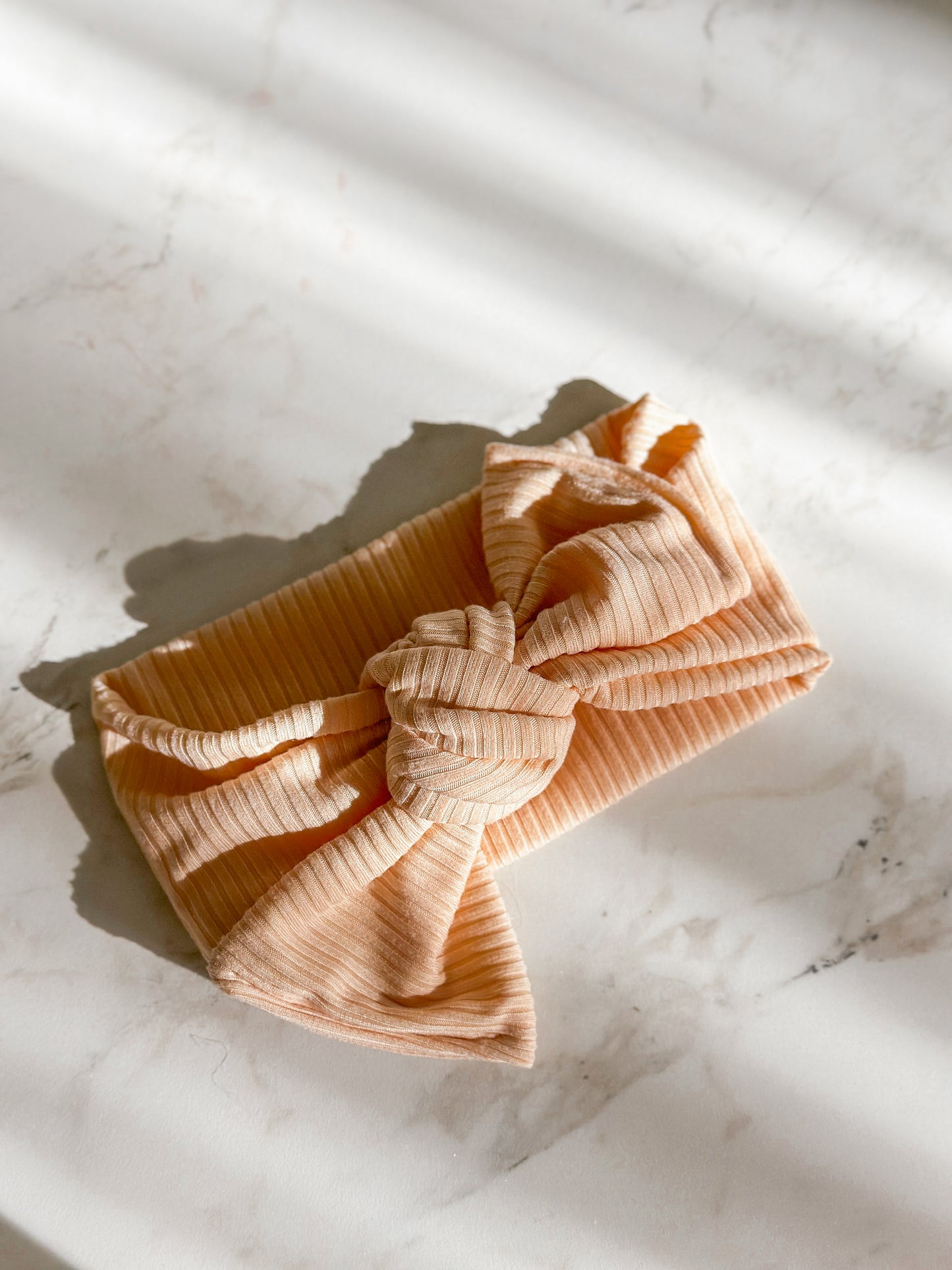 Tie Headwrap | Multiple Colors! Little Birds Co. Peach Ribbed NB-3m