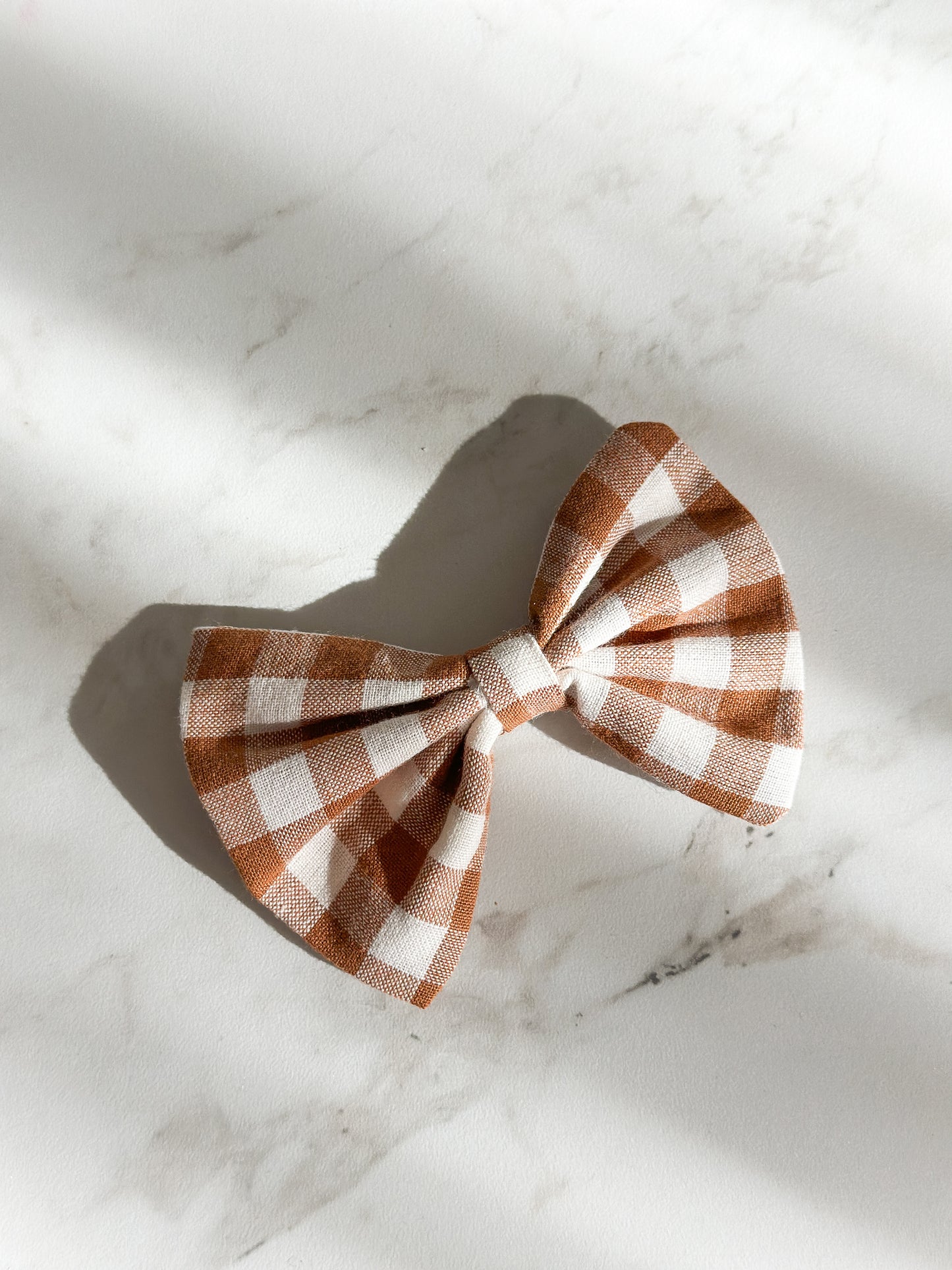 Tail-less Bow | Multiple Colors! Little Birds Co. Rust Gingham Clip