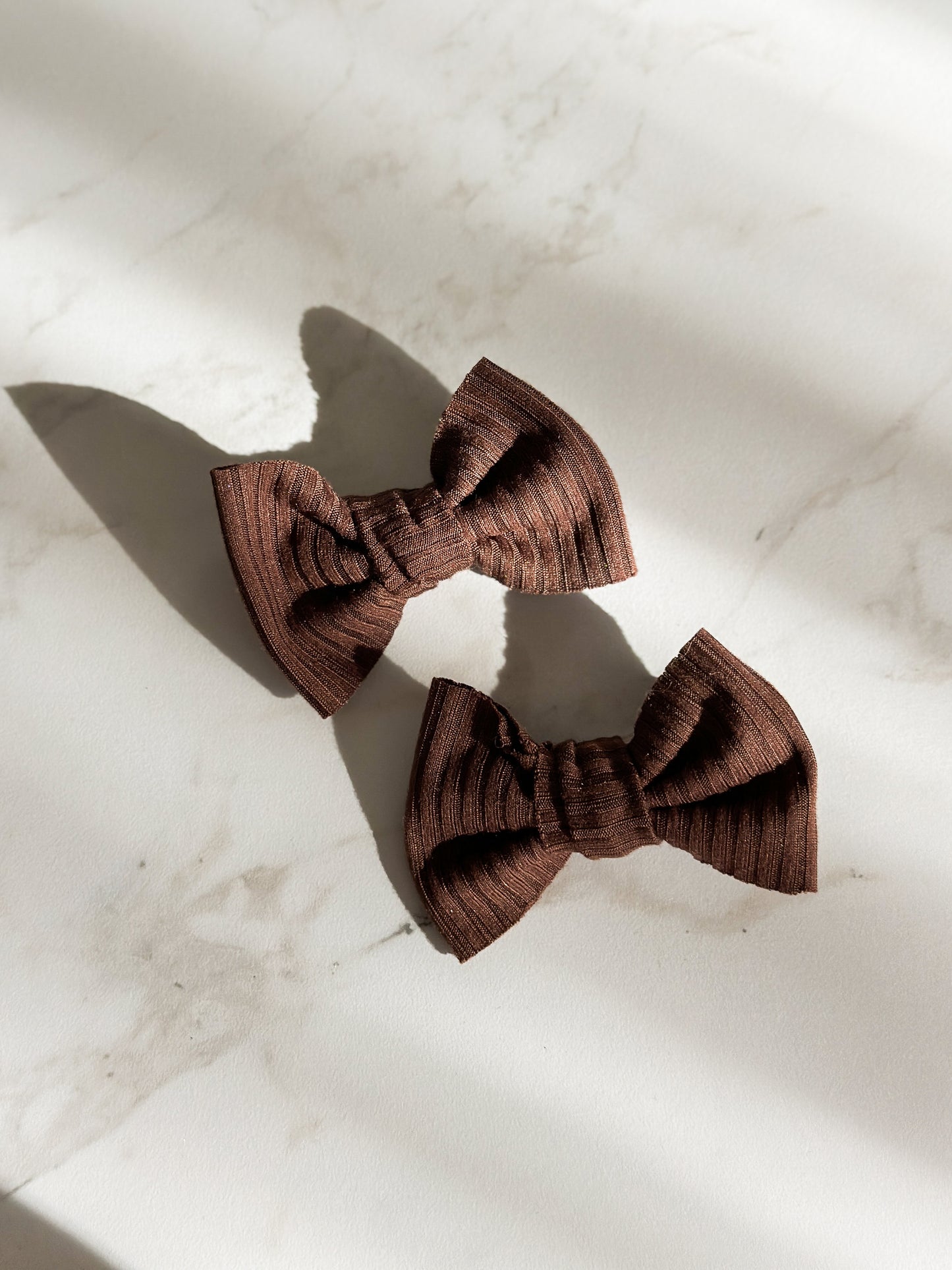 Mini Bow | Multiple Colors! Little Birds Co. Dark Chocolate Ribbed Single Clip