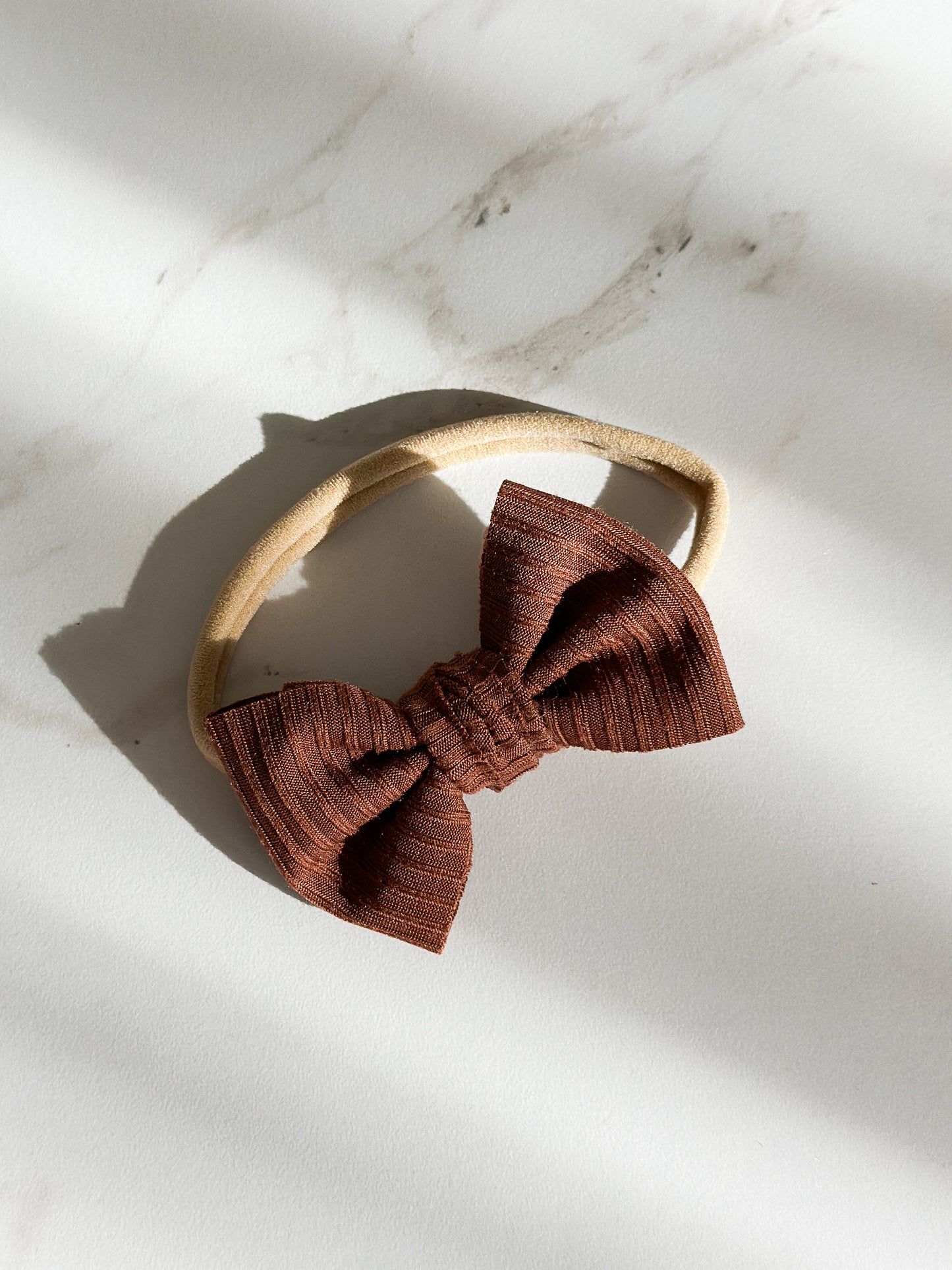 Mini Bow | Multiple Colors! Little Birds Co. Chocolate Ribbed Single Headband