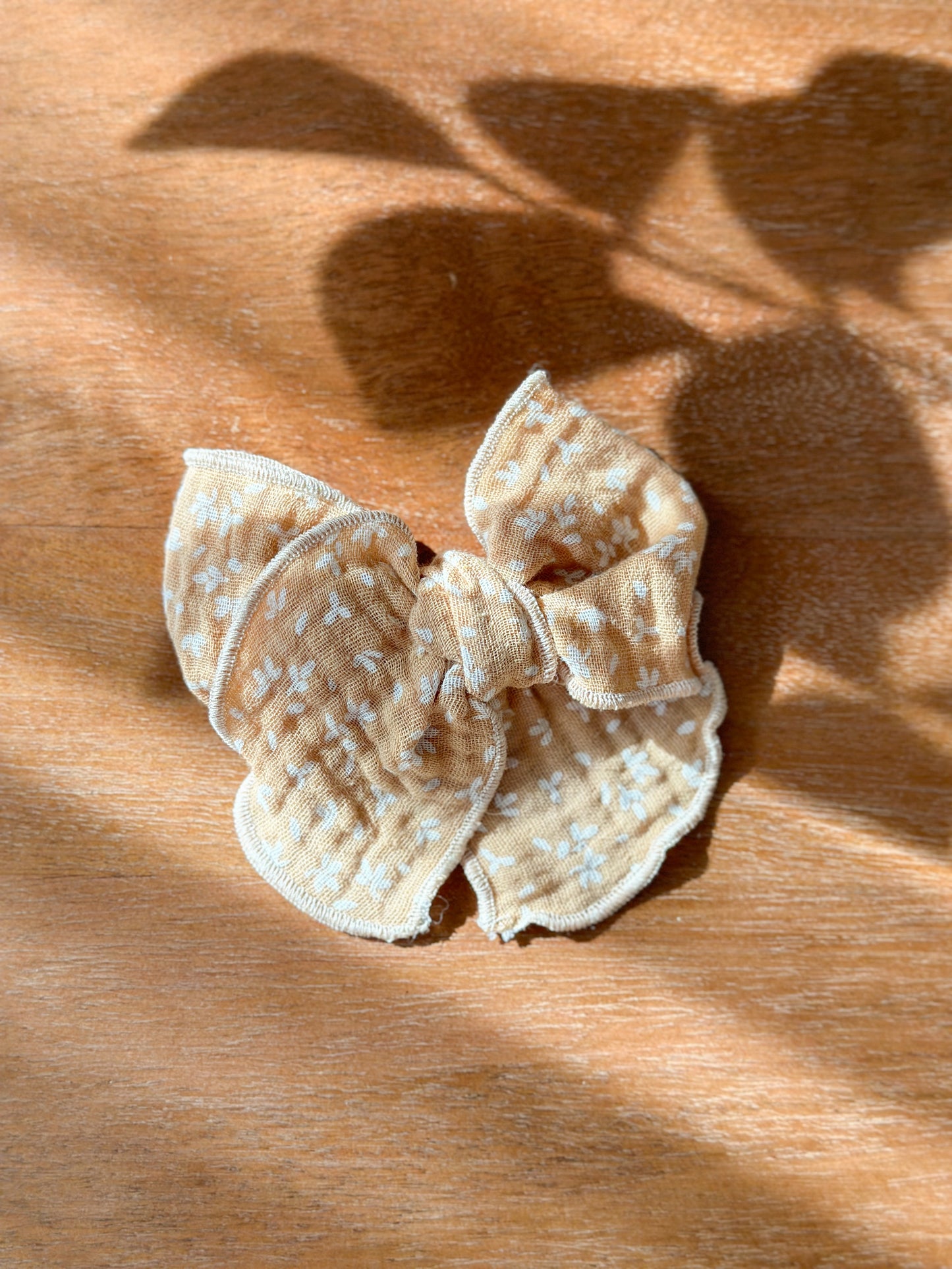 Fabel Bows | Multiple Colors! Little Birds Co. Tan w/ Small White Flowers Clip