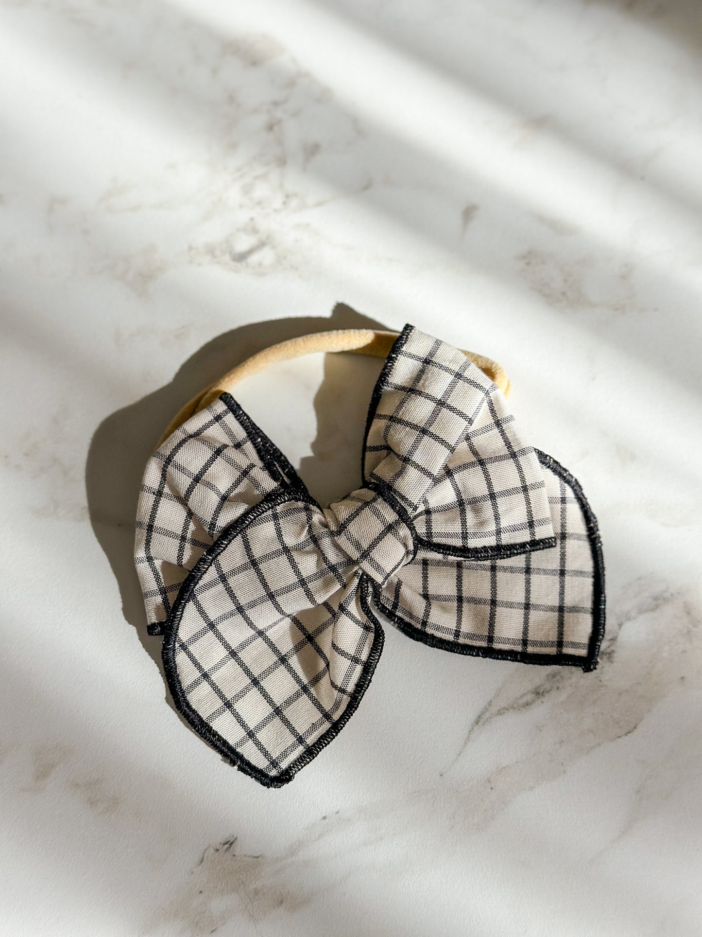 Fabel Bows | Multiple Colors! Little Birds Co. Black & Neutral Windowpane Headband