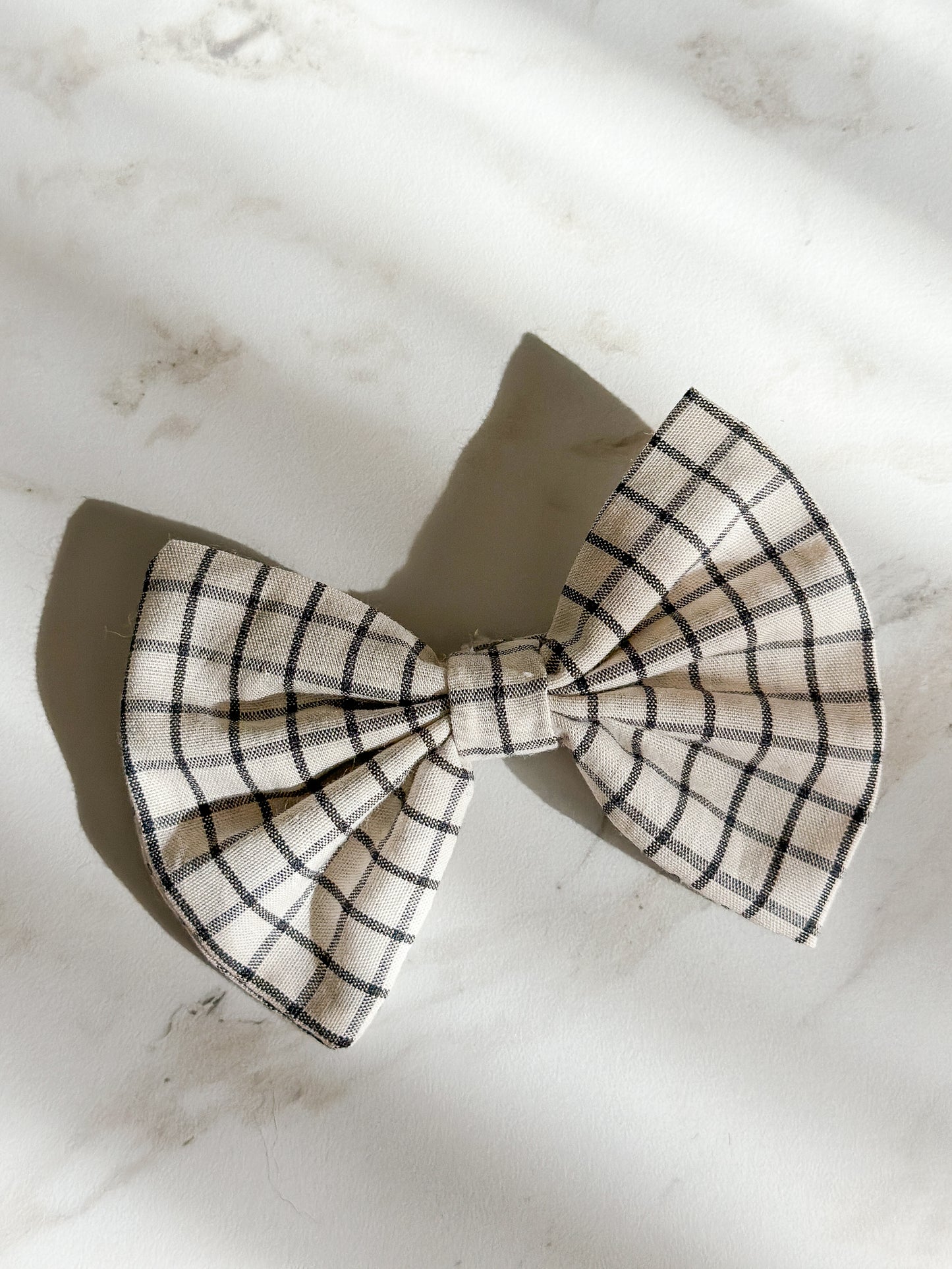 Tail-less Bow | Multiple Colors! Little Birds Co. Black & Neutral Windowpane Clip