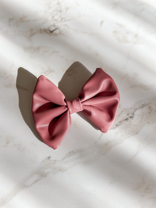 Tail-less Bow | Multiple Colors! Little Birds Co. Blush Vegan Leather Clip