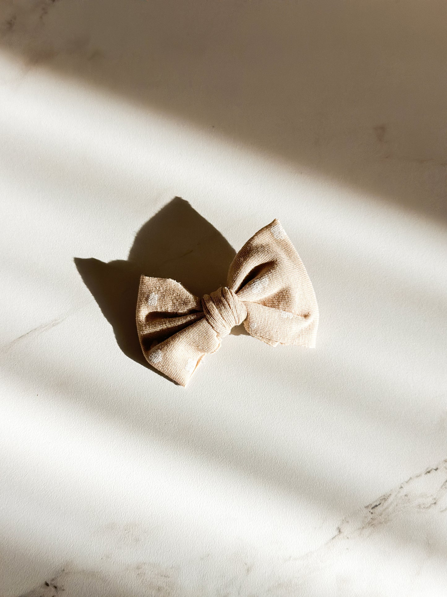 Mini Bow | Multiple Colors! Little Birds Co. Tan w/ Small White Flowers Single Clip