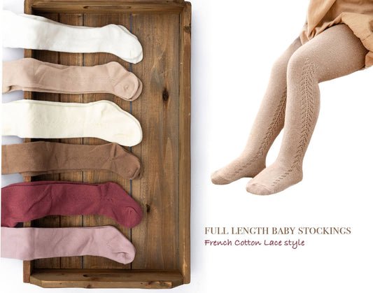 French Cotton Knit Lace Tights OLIVE & CRADLE