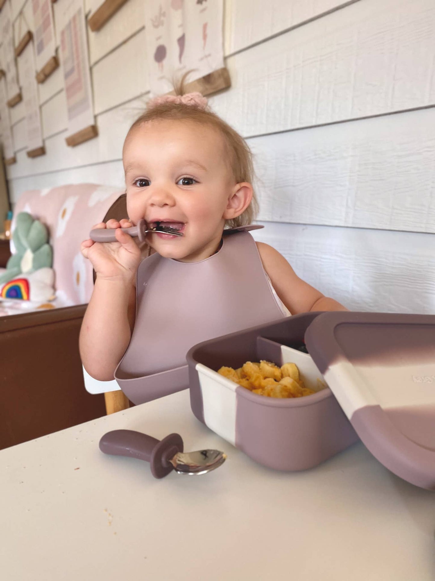Silicone Catch Bib Set | Jade & Lavender The Dearest Grey