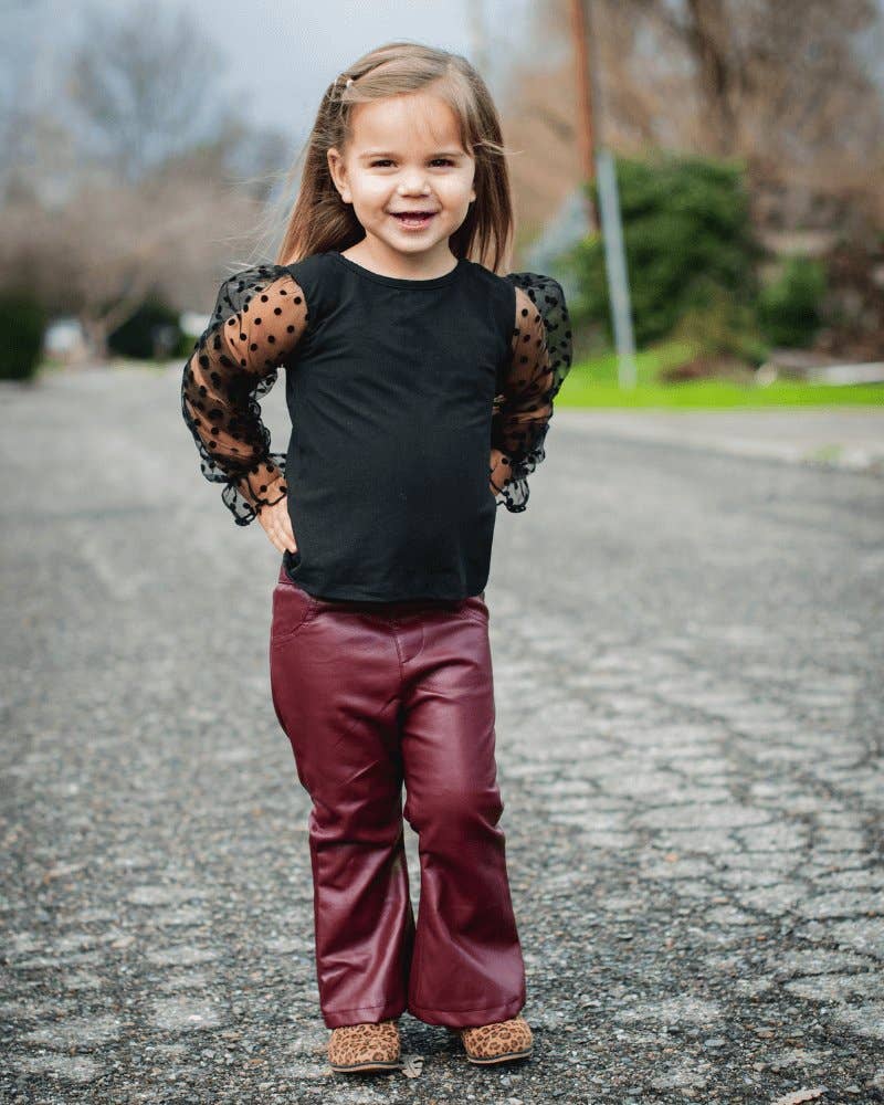 Destinee Sheer Dot Sleeve Top & Leotard - Black Bailey's Blossoms