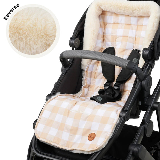 Cozy Fleece Pram Liner - Beige Gingham OiOi
