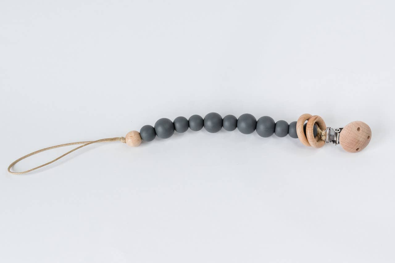 Silicone Bead & Wood Ring Pacifier Clip Babeehive Goods