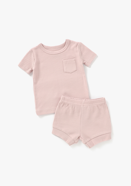Ribbed Short Set | Blush Mila & Co. 6/12M