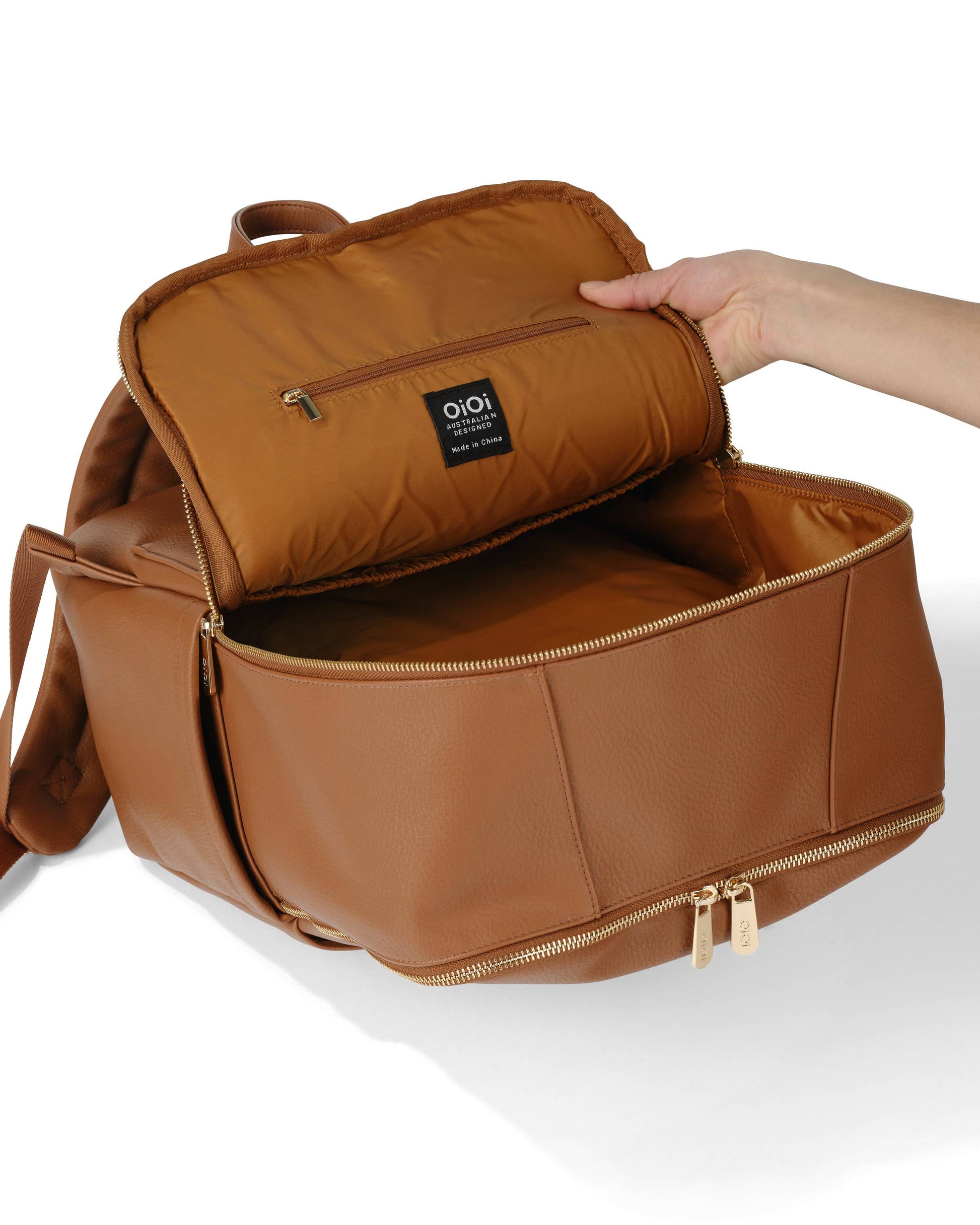 Multitasker Nappy Backpack - Chestnut Brown Vegan Leather OiOi