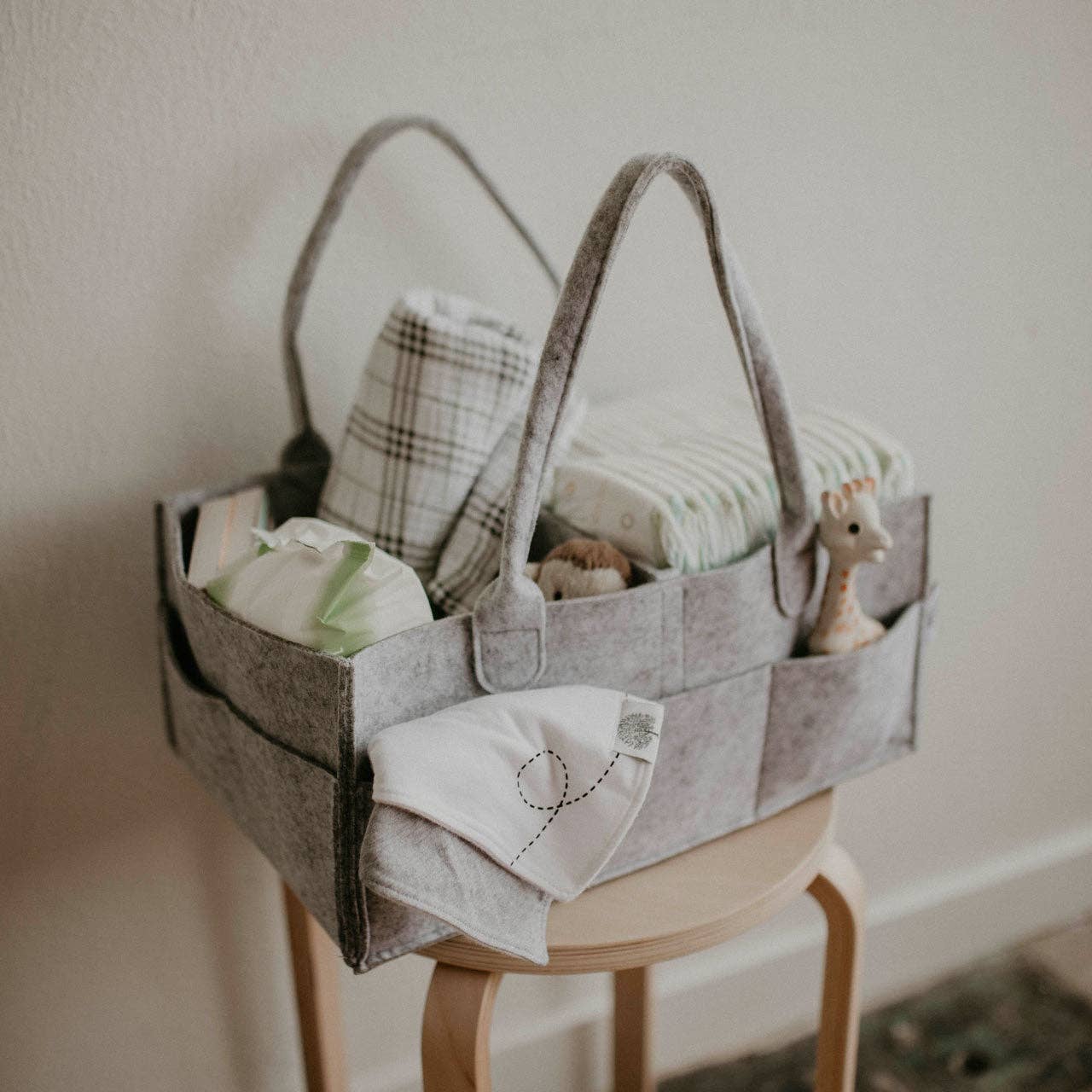 Diaper Caddy in White Parker Baby Co.
