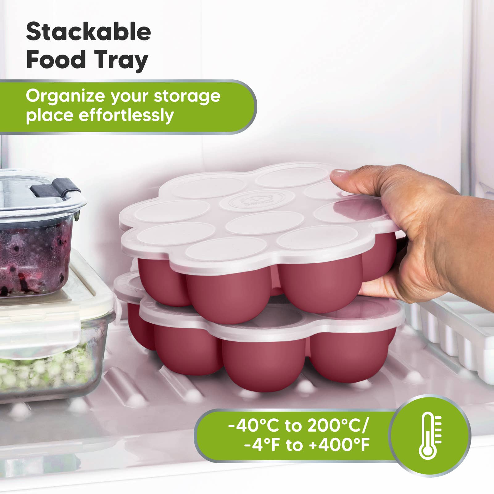 2oz x 10 Pods Prep Silicone Baby Food Freezer Tray with Lid KeaBabies