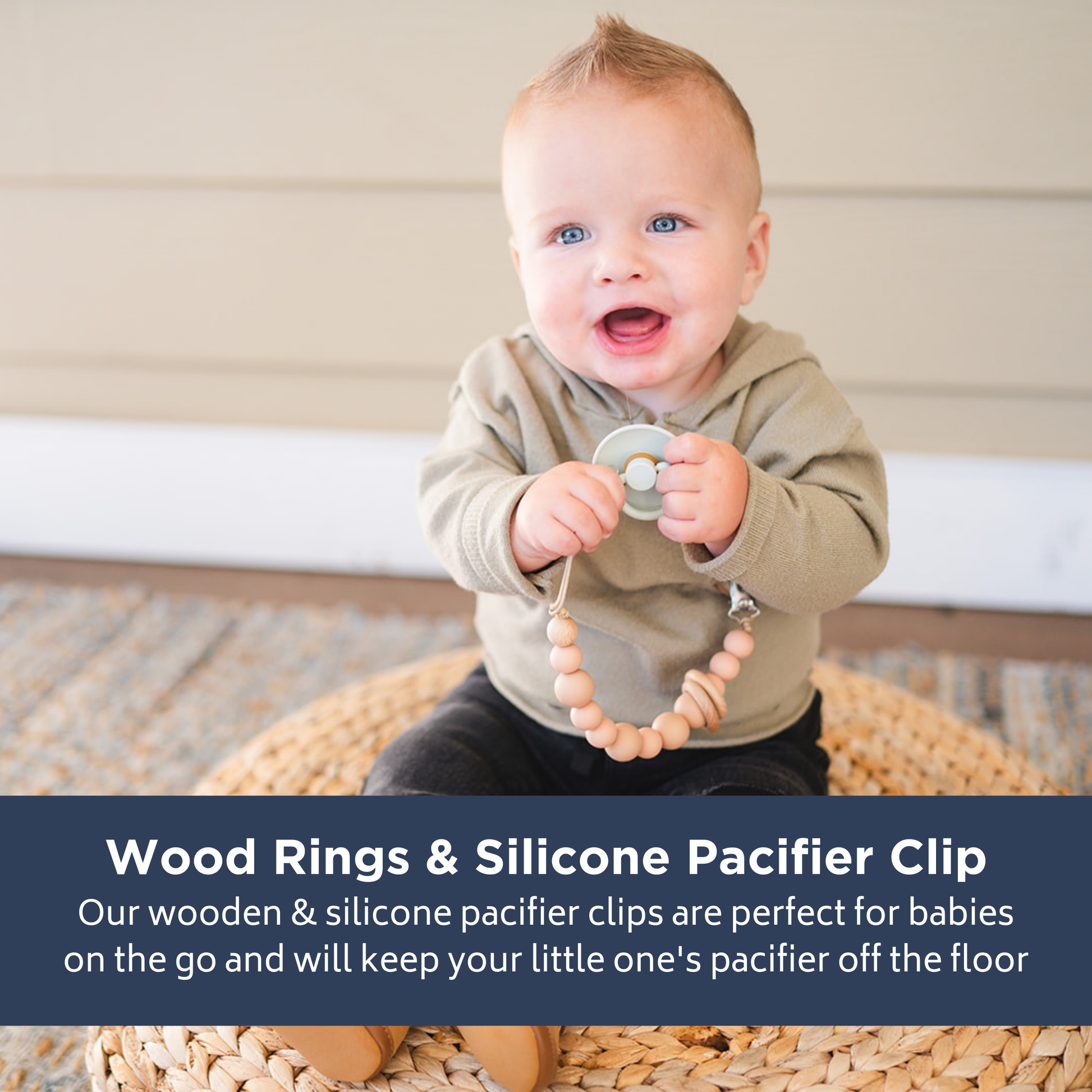 Silicone Bead & Wood Ring Pacifier Clip Babeehive Goods