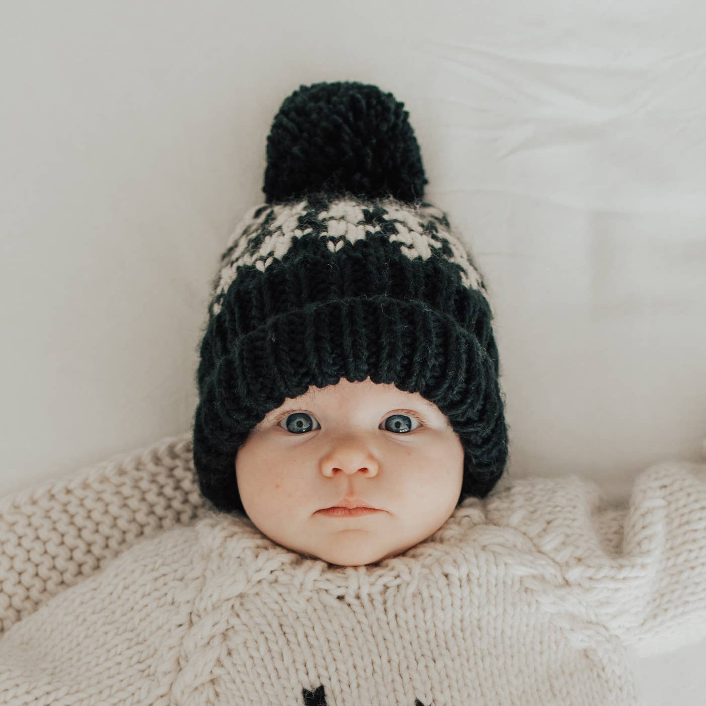 Houndstooth Hand Knit Beanie Hat Huggalugs