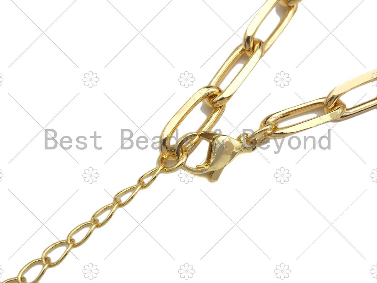18" Gold Finish Paperclip Chain Necklace (Adjustable) BestBeads&Beyond