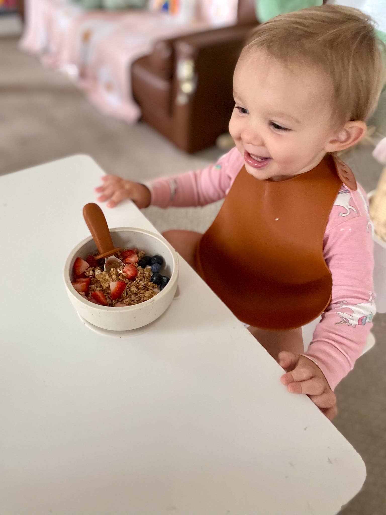 Silicone Catch Bib Set | Ginger & Terracotta The Dearest Grey