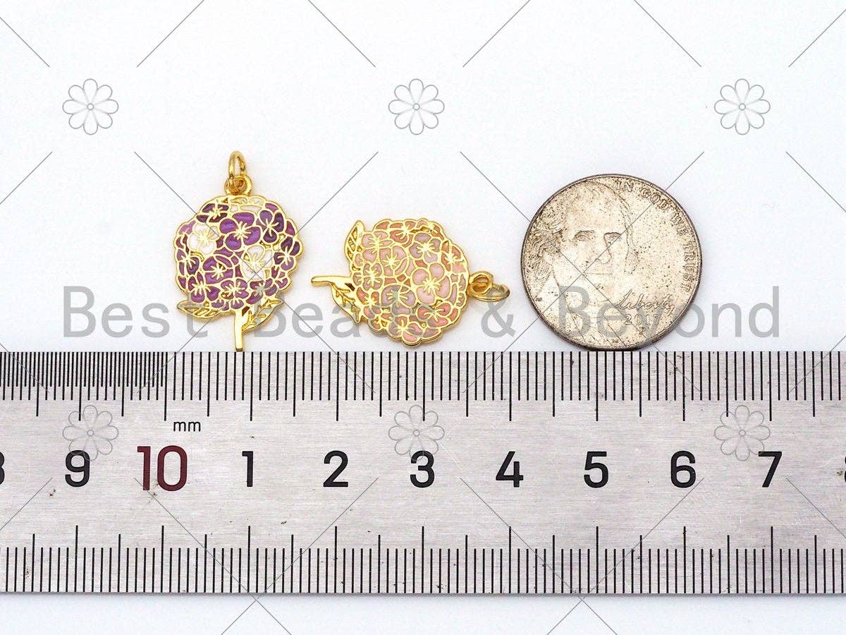 Enamel Hydrangea Charm BestBeads&Beyond