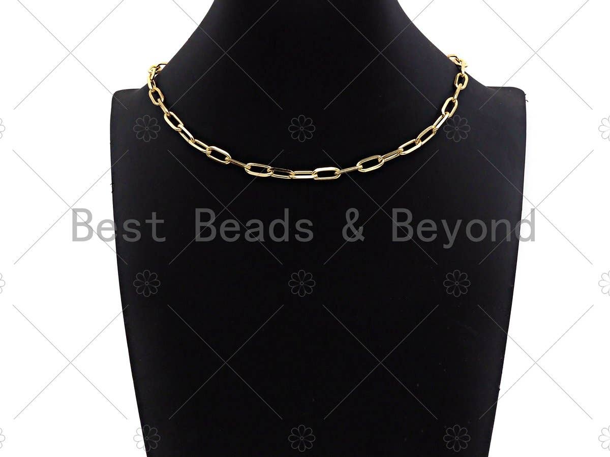 18" Gold Finish Paperclip Chain Necklace (Adjustable) BestBeads&Beyond