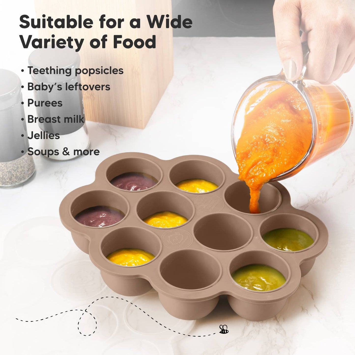 2oz x 10 Pods Prep Silicone Baby Food Freezer Tray with Lid KeaBabies