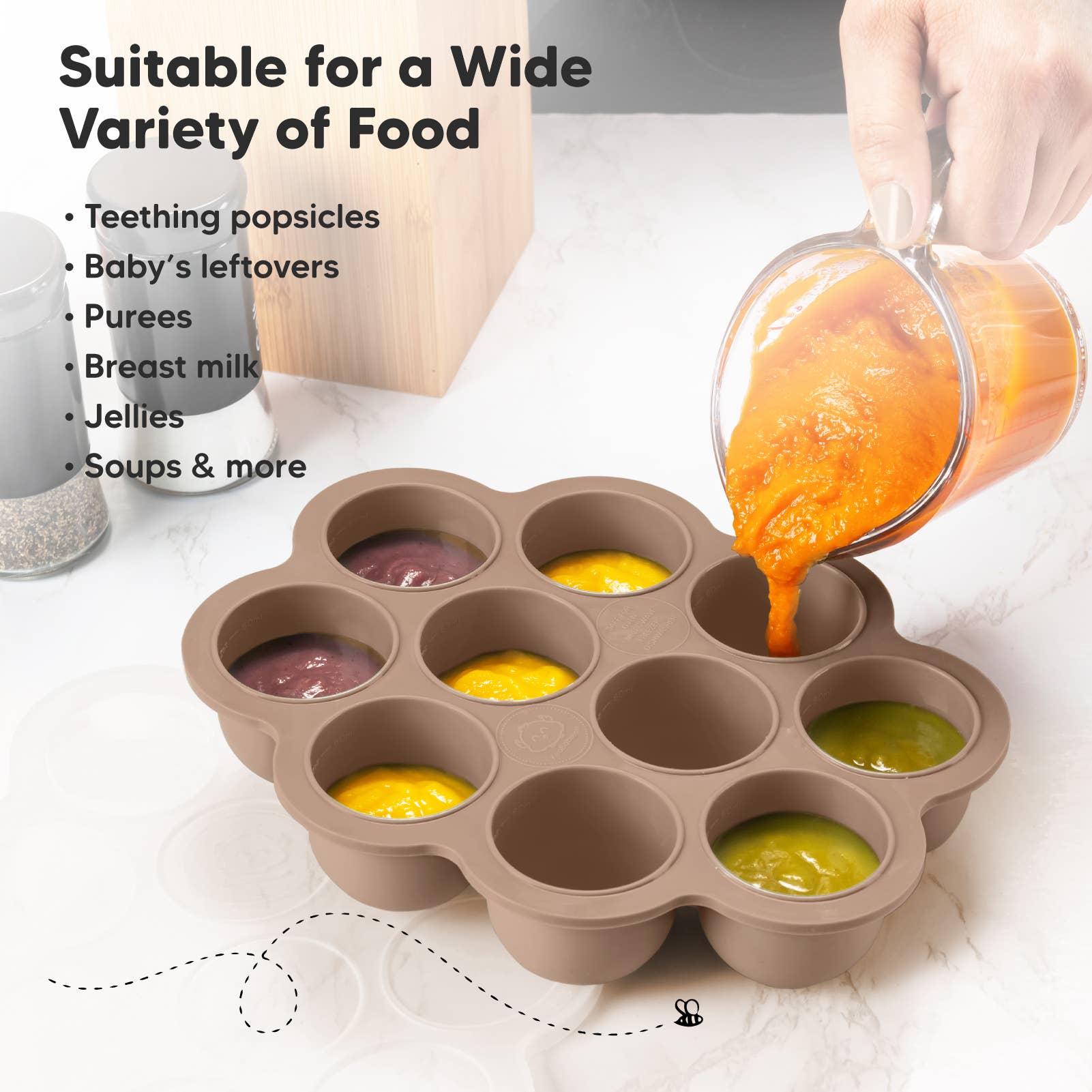 2oz x 10 Pods Prep Silicone Baby Food Freezer Tray with Lid KeaBabies