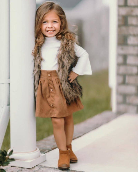 Fallon Corduroy Suspender Skirt - Praline Bailey's Blossoms