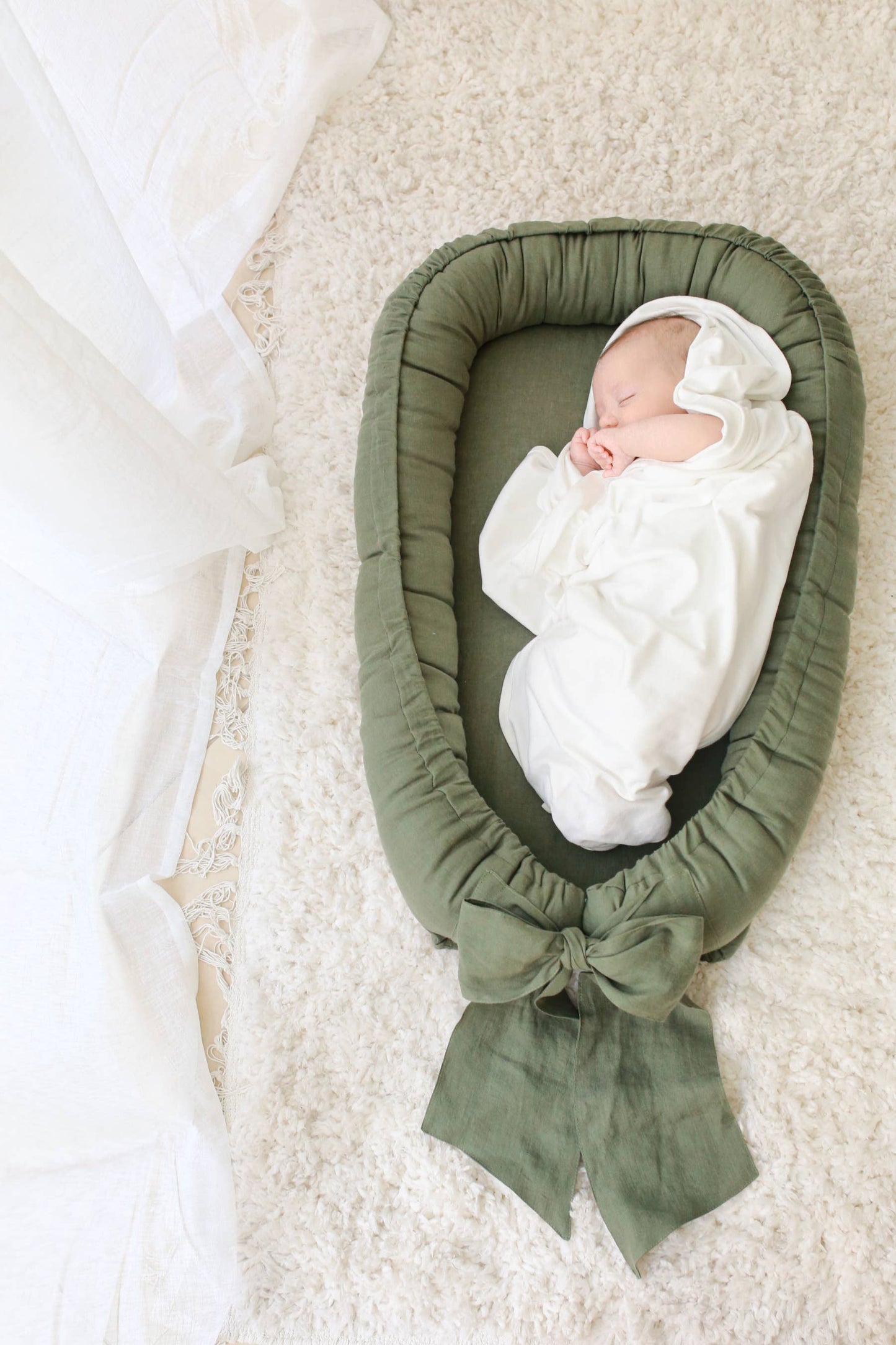 Babyly - Babynest - Linen with Bow - (2 Colors) BABYLY