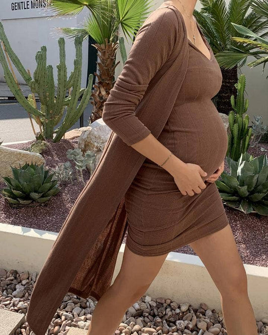 Ribbed Knit Dress Set LIV Maternity