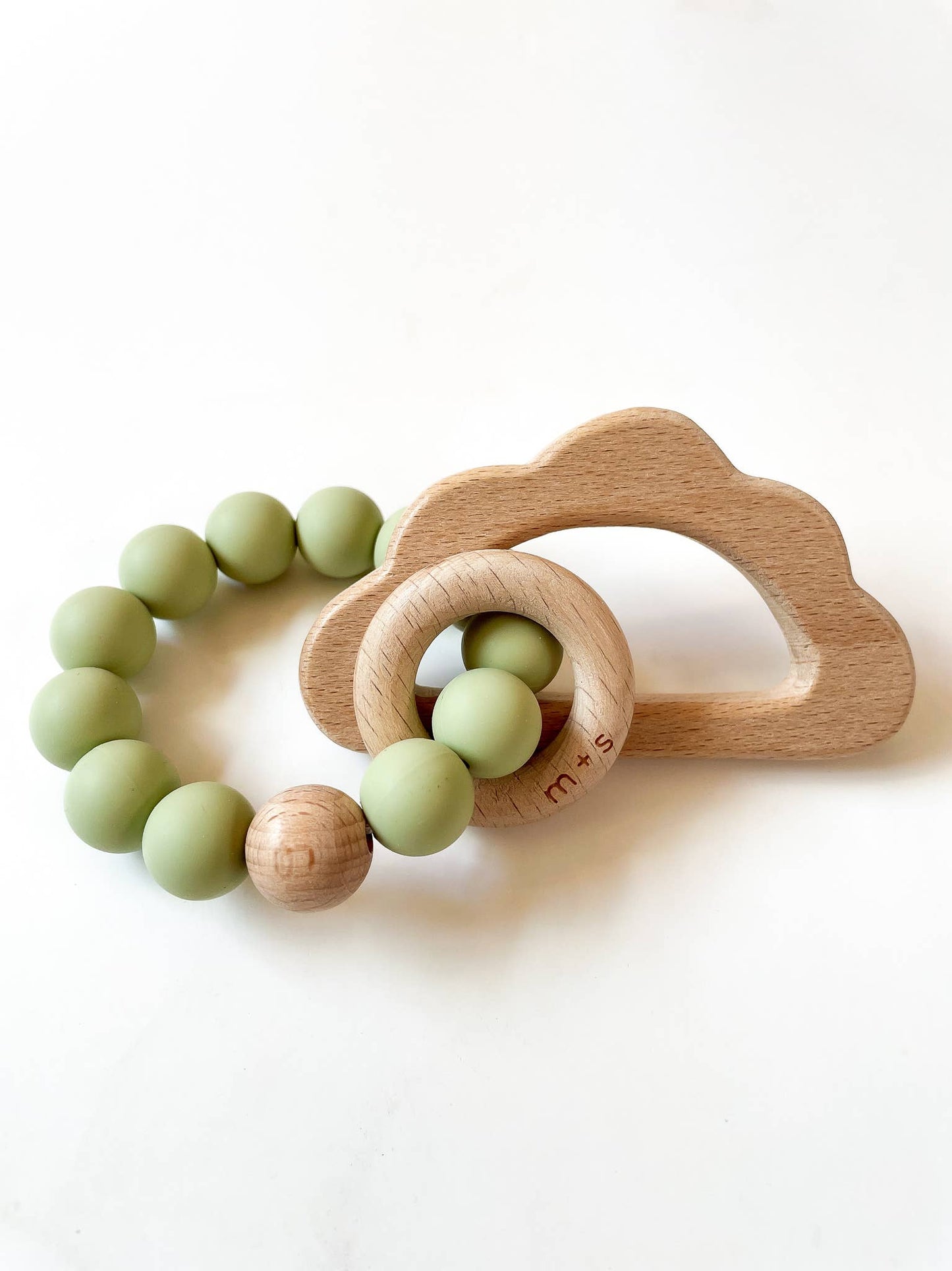 Cloud Teether-Silicone and Beech Wood Marlowe and Sage LLC