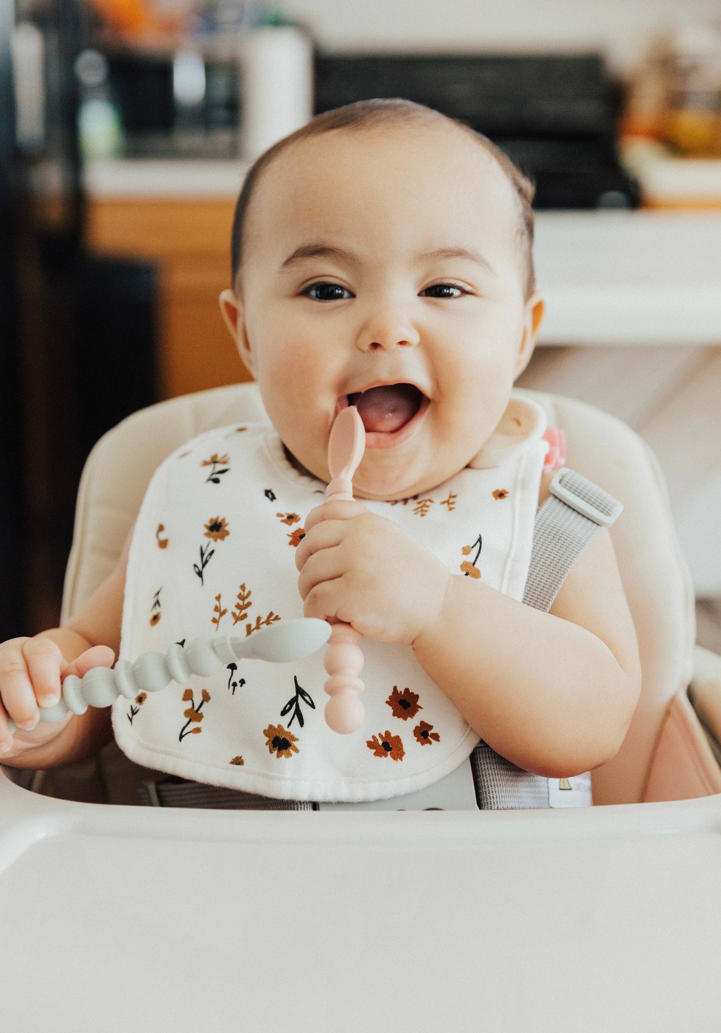 Teethy Utensil | Teether & Spoon In 1 |Pink Lemonade The Dearest Grey