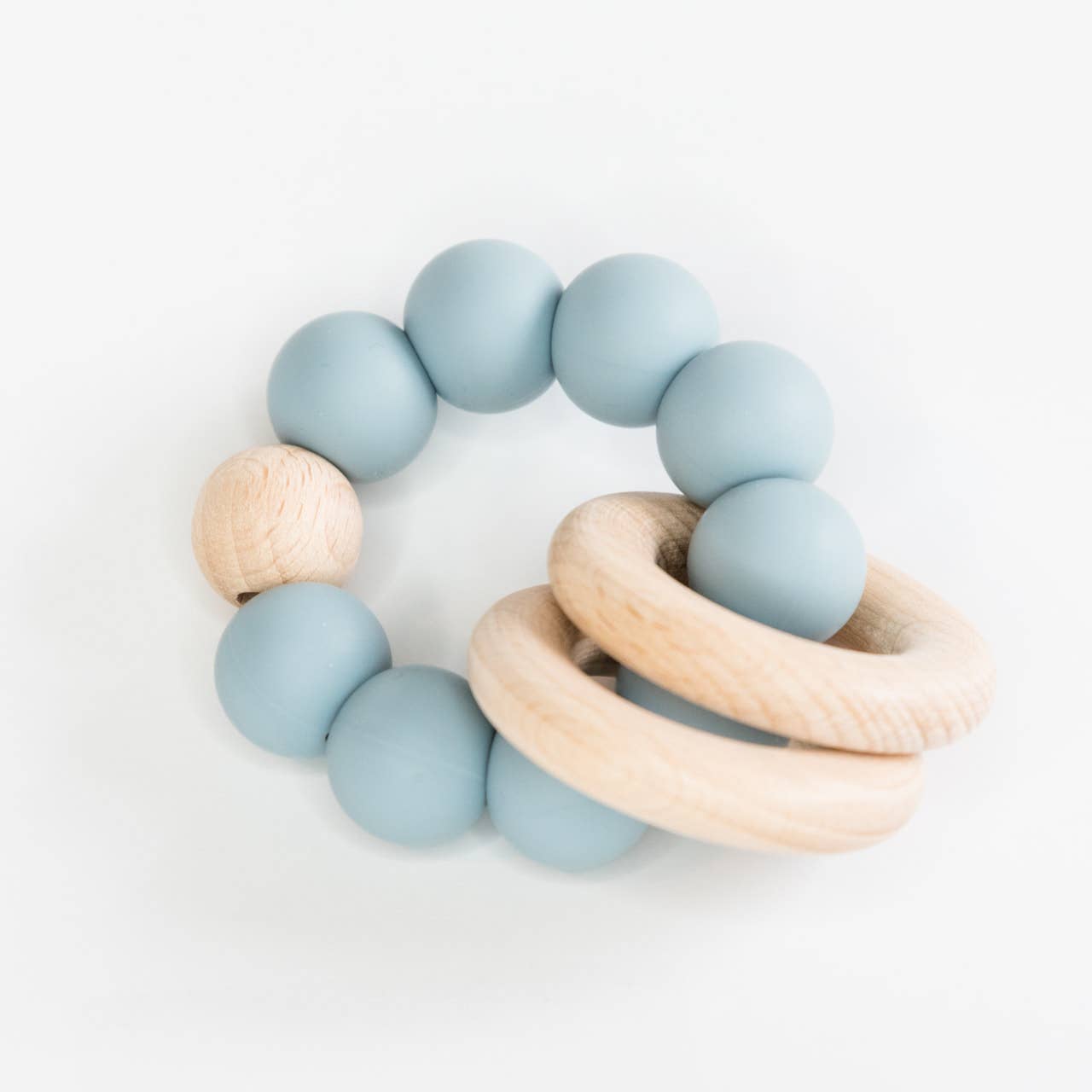 Beaded Teething Ring Babeehive Goods Duck Egg Blue