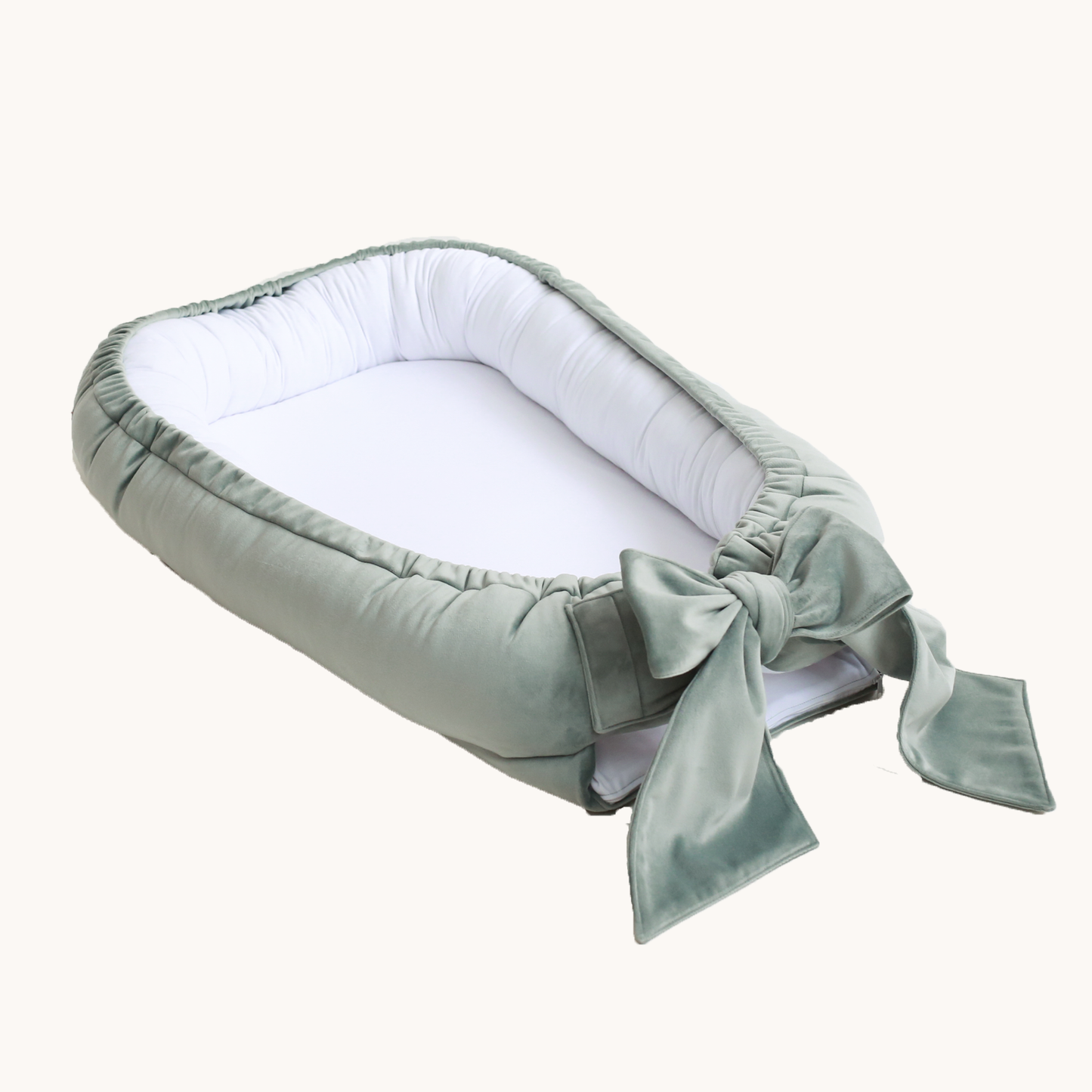 Velvet babynest with bow (5 colors) - BABYLY BABYLY mint