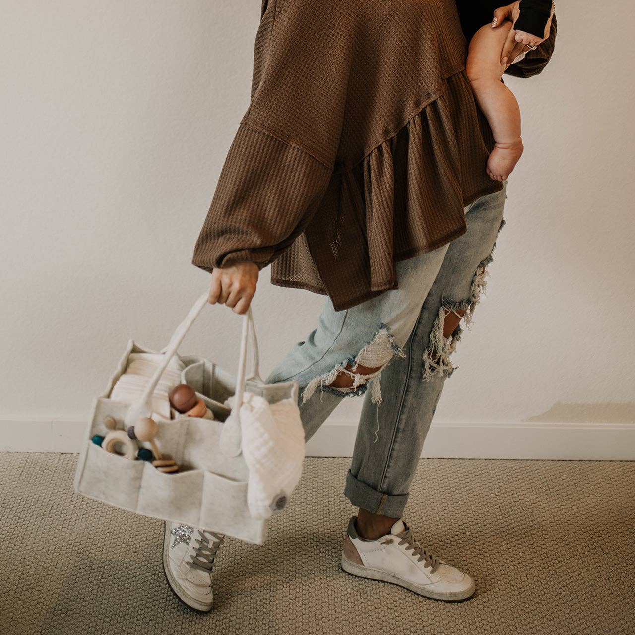Diaper Caddy in White Parker Baby Co.