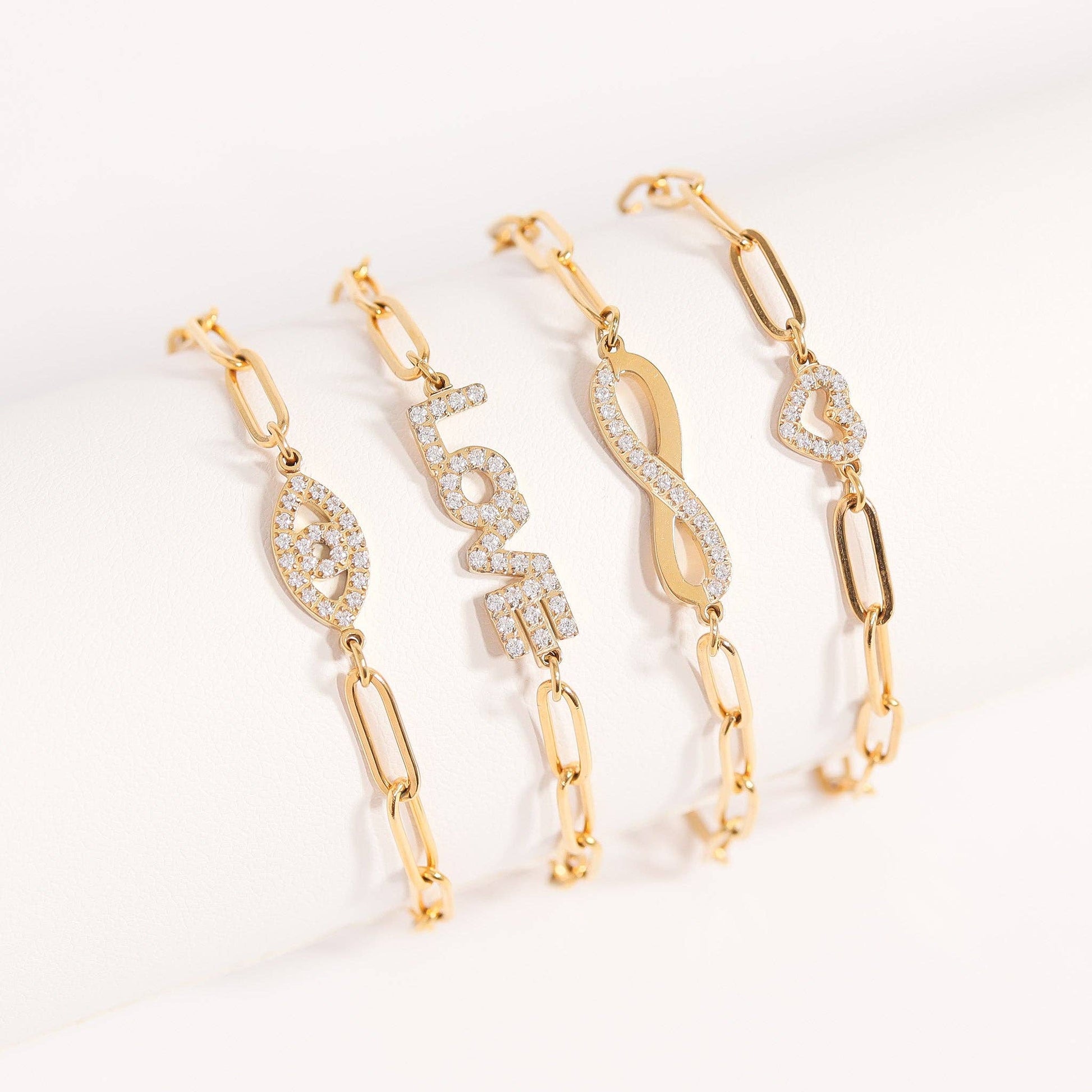 18K Gold PVD Stainless Steel "Heart" Paperclip Bracelet WJW