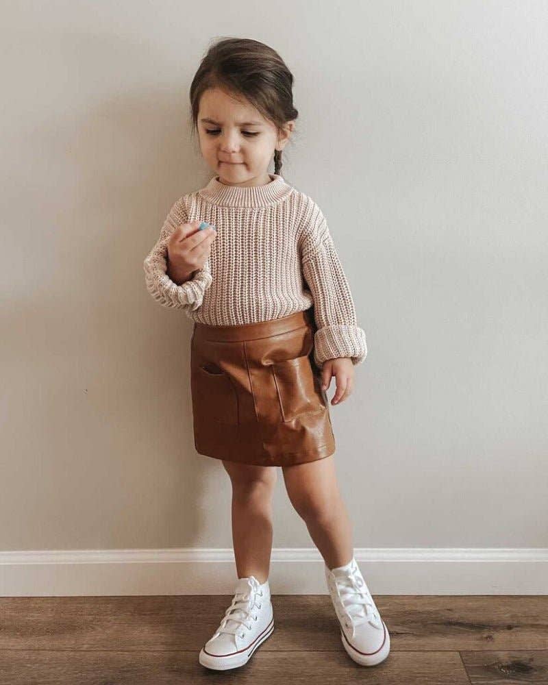 Katie Pocket Mini Skirt - Brown Leather Bailey's Blossoms