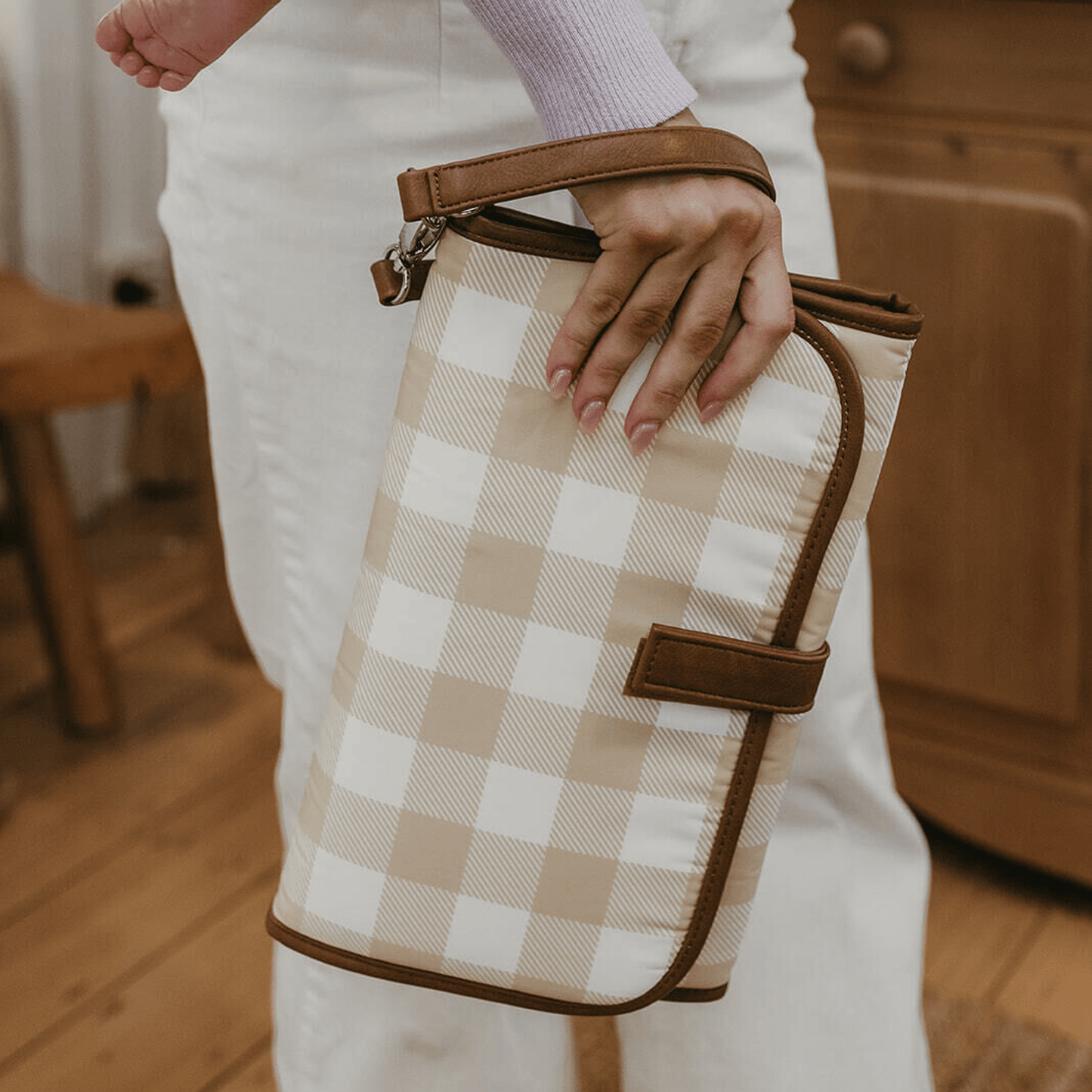 Change Mat Clutch - Beige Gingham OiOi